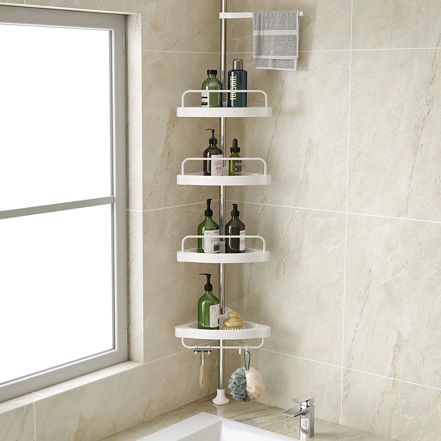 Adjustable Multifunctional Bathroom Corner Rack